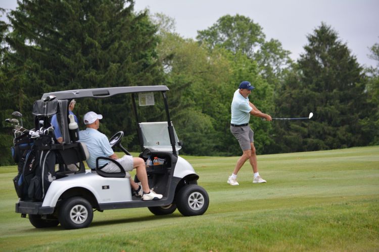 DSC_0454 Golfer approach by cart