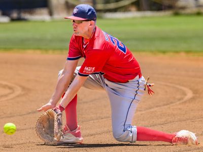 10 July 2026: Maccabi USA Men’s Masters 35+ Softball team plays Israel during the Maccbiah 25 Games at the  Kibbutz Gezer Softball Field, in Gezer, Israel. USA defeated Israel 11-1 in a shortened 4-inning game. Mandatory Credit: Ed Wolfstein Photo *** RAW (NEF) Image File Available ***