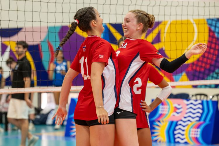 GREAT U19 Girls' Volleyball chest bump reax 20260712-DCS_7238