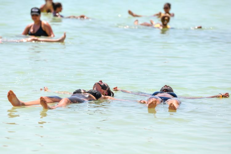Great shot 2 girls floating in Dead Sea DSC_8281