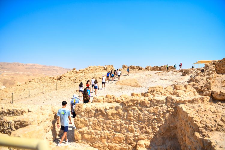Great shot MUSA group walks atop Masada DSC_8210